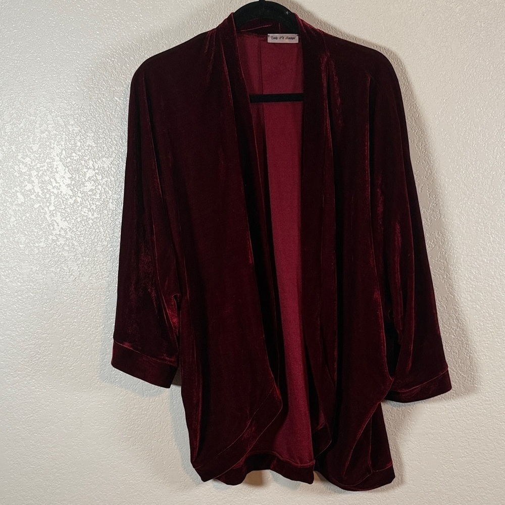 Lucky Fit Boutique Red Velvet Kimono Topper One Size Fits Most Holiday